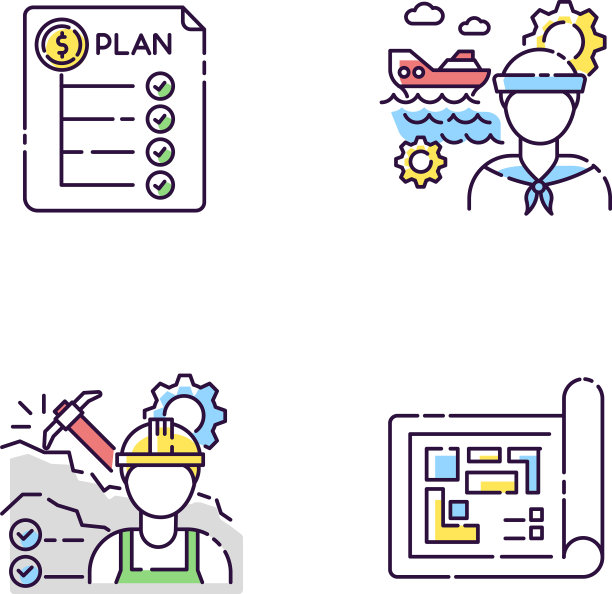 专业用于工程项目的RGB彩色图标图片下载