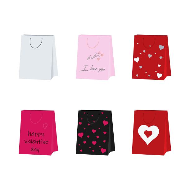 矢量插图。平背景与购物袋。爱,心。情人节。是我的情人。2月14日。图片下载