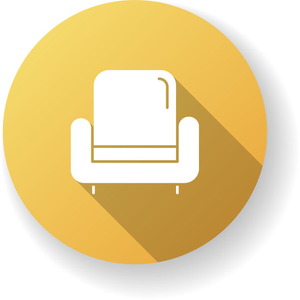 扶手椅黄色扁平设计长影字形图标图片下载