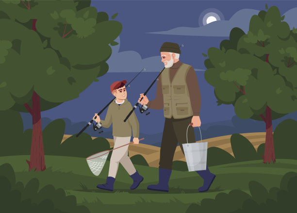 一家人晚上去半公寓钓鱼图片下载