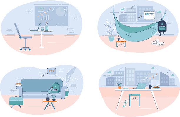 不同工作场所半平面图片下载