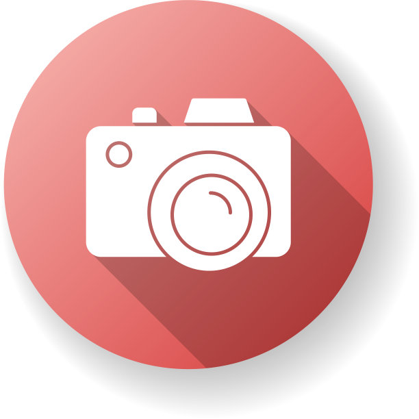 相机红色平面设计长阴影字形图标图片下载