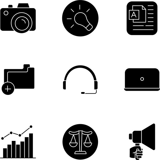 远程工作元素黑色象形文字图标设置图片下载