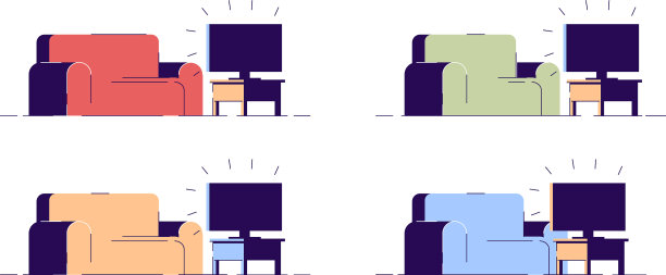 沙发和电视半平面RGB彩色电视机图片下载