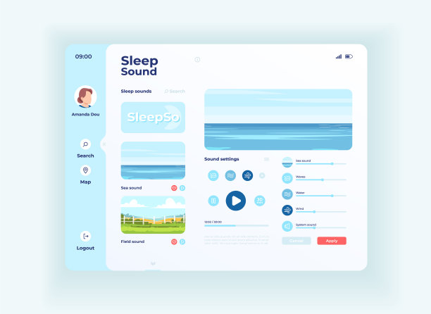 声音睡眠平板电脑接口模板图片下载