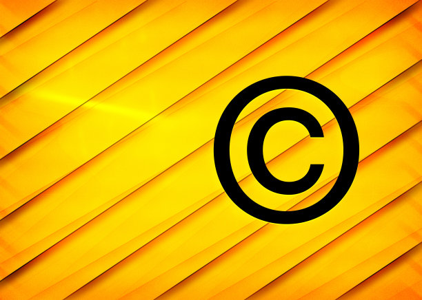 版权符号图标对角线木纹黄色背景插图素材图片