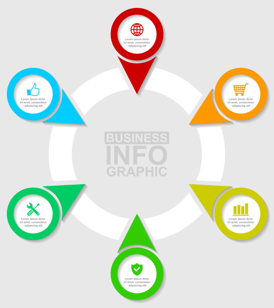 平面设计矢量商业信息图表模板6个选项图片下载