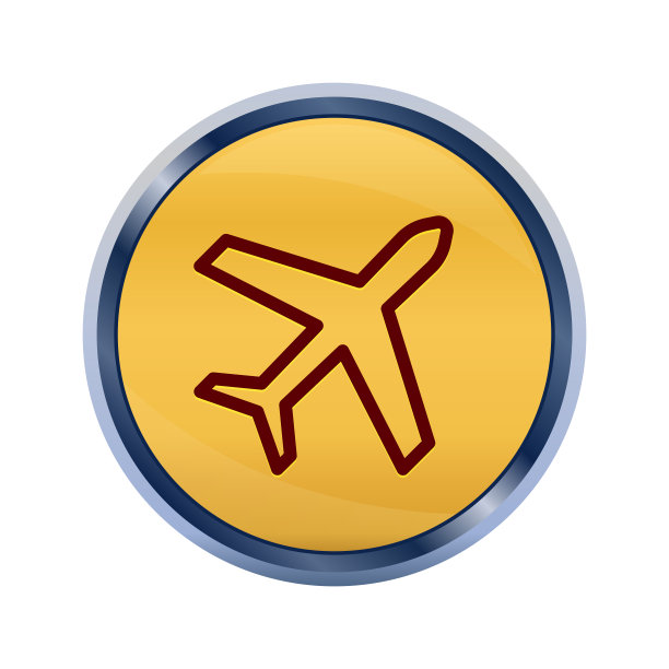 黄色圆形飞机图标图片下载