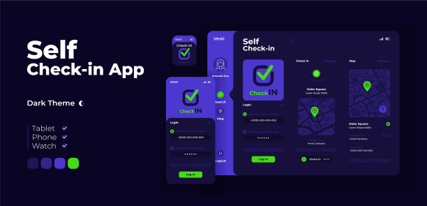 城市签到app屏幕自适应设计模板图片下载