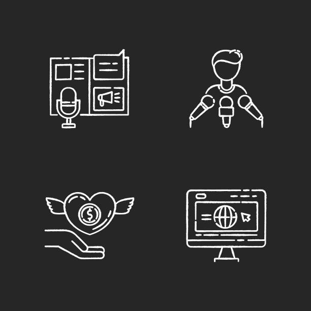 公共关系粉笔白色图标设置为黑色图片下载