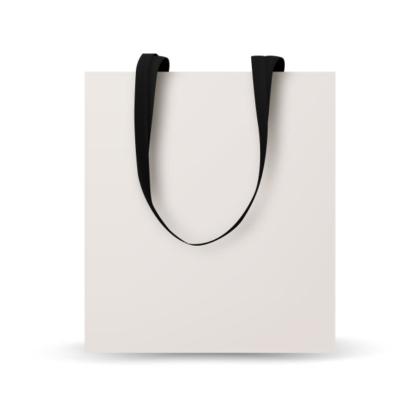 购物袋棉，黑色和白色手提袋购物袋身份实物模板透明背景。图片下载