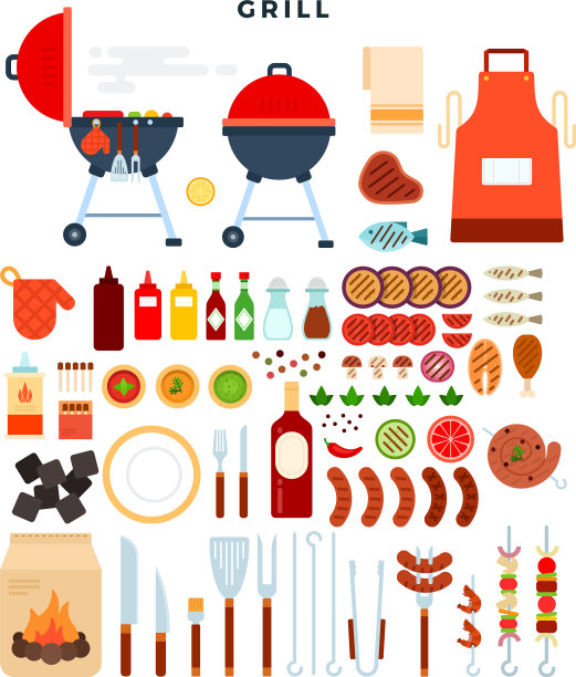 所有的烧烤大集元素都不一样图片下载