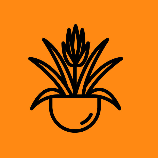 植物在花盆和树图标图片下载