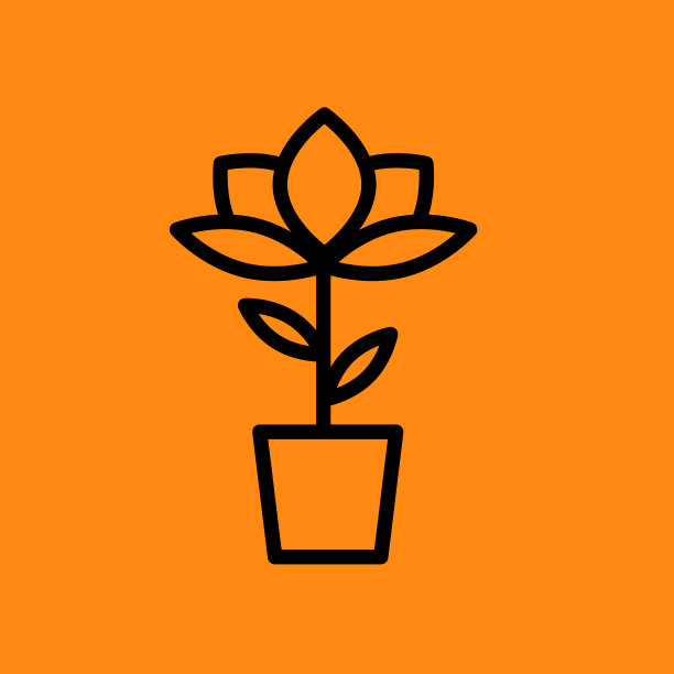 植物在花盆和树图标图片下载