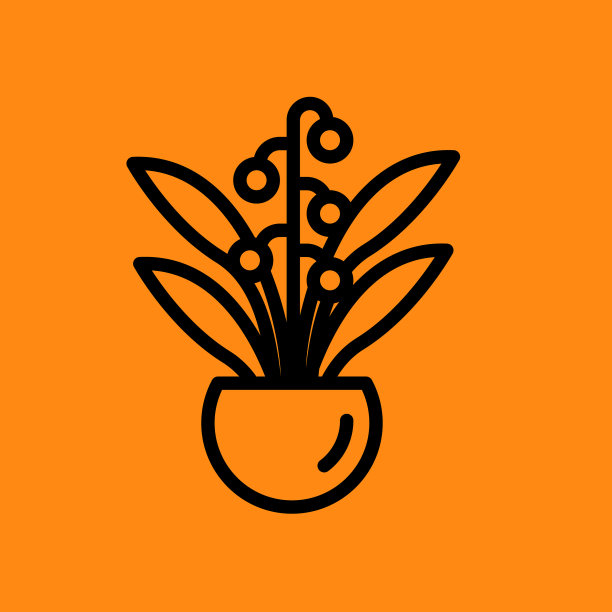 植物在花盆和树图标图片下载