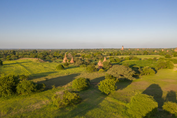 缅甸蒲甘考古区鸟瞰图图片下载