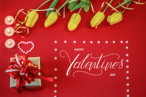 情人节快乐!卡片，在线横幅，贺卡，情人节平躺图片下载