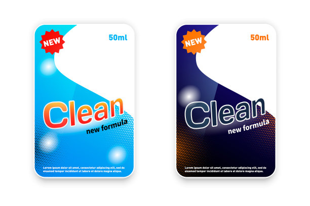 包装标签、包装矢量设计。产品外观模板。洗涤剂。更清洁、惊人的设计。图片下载