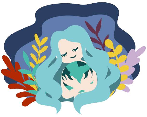 矢量图解关于拯救地球与女孩抱地球图片下载