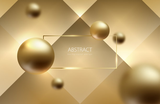 抽象的球体金色背景。黄金球的体积几何背景。矩形帧头。长途跋涉地球仪。奢华时尚的设计为节日圣诞，新年派对海报或包装标签图片下载