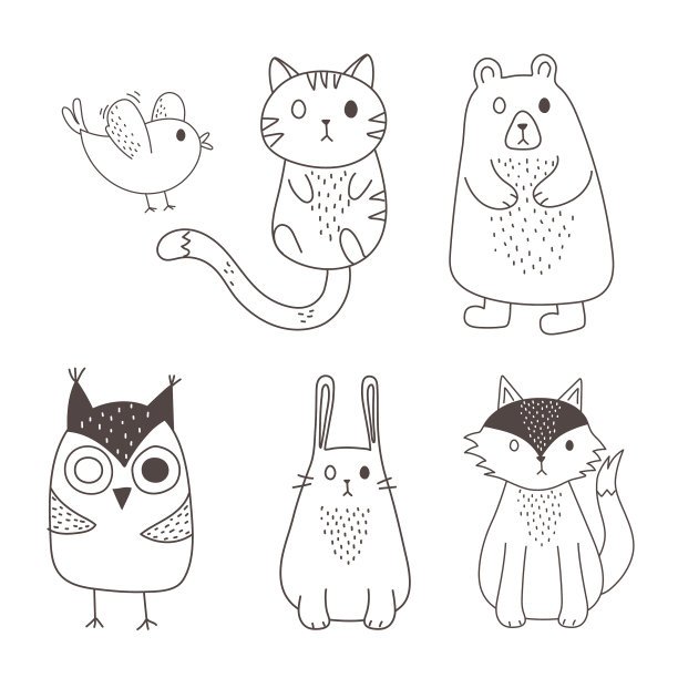 可爱的动物素描野生动物卡通可爱的鸟图片下载