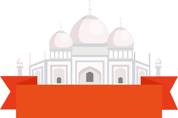 印度著名的泰姬陵纪念碑用丝带装饰图片下载