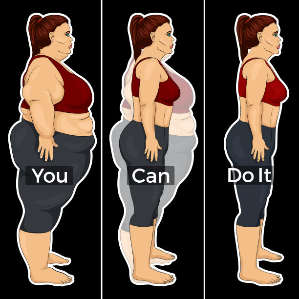 描述一个女人在训练、节食或手术后的减肥过程，比较一个胖女人和瘦女人图片下载