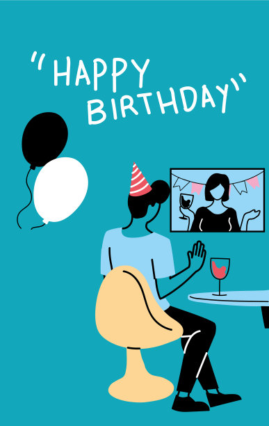 屏幕上戴着派对帽的男人挥舞着女人图片下载