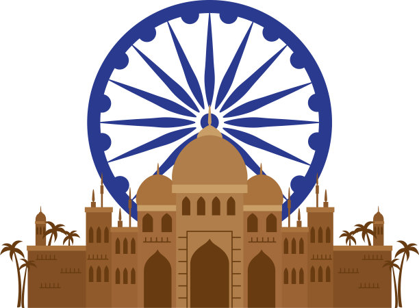 泰姬陵著名的纪念碑有蓝色的阿育王轮图片下载