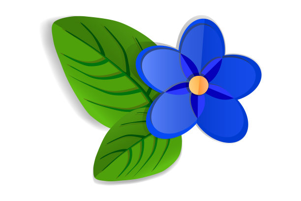 蓝色折纸紫罗兰花孤立在白色背景。图片下载
