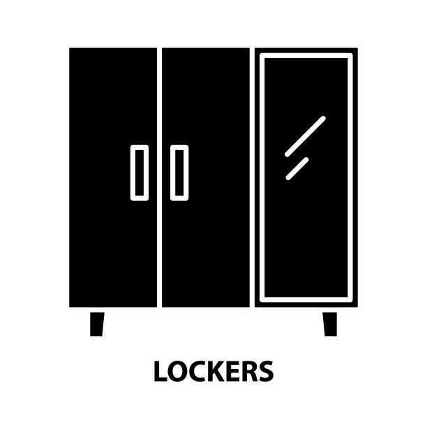 储物柜符号图标，黑色矢量符号与可编辑的笔触，概念插图图片下载