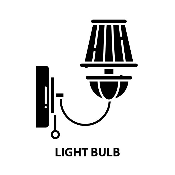 灯泡图标，黑色矢量符号与可编辑的笔画，概念说明图片下载