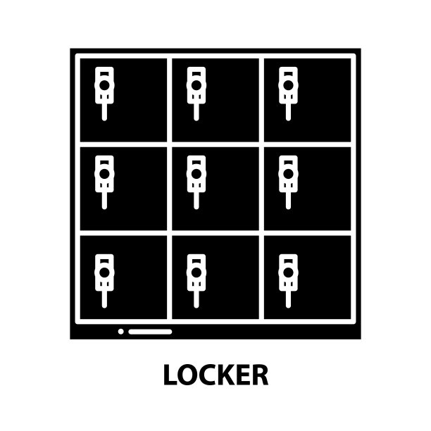 储物柜符号图标，黑色矢量符号与可编辑的笔触，概念插图图片下载