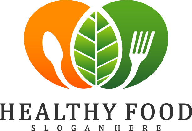 健康食品标识用叶子设计食物模板图片下载