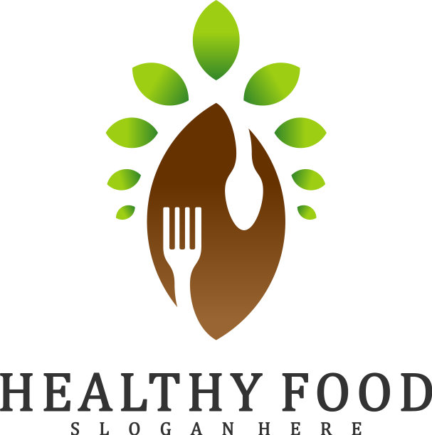 健康食品标识用叶子设计食物模板图片下载