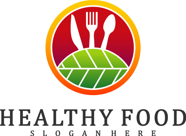 健康食品标识用叶子设计食物模板图片下载