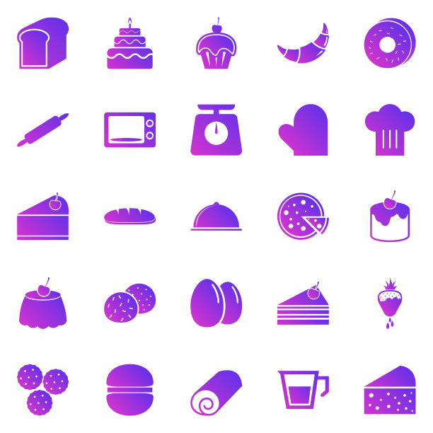 面包房渐变图标在白色背景图片下载