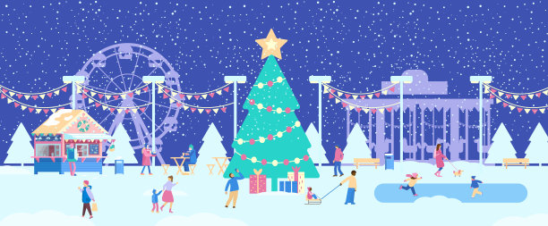 圣诞公平平坦向量横幅图片下载