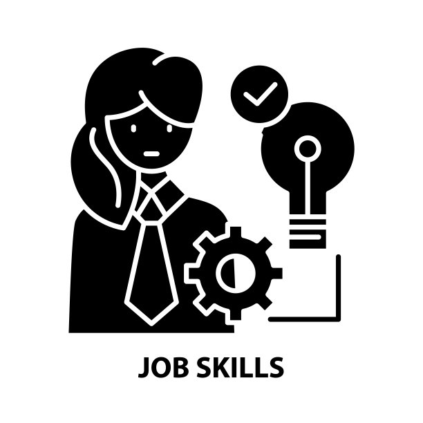 工作技能图标，黑色矢量符号可编辑笔画，概念说明图片下载