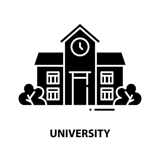 大学图标，黑色矢量符号与可编辑的笔触，概念插图图片下载