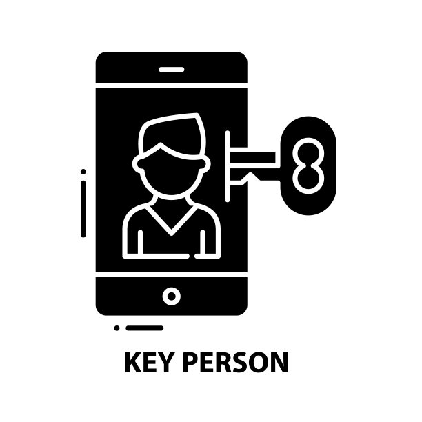 关键人符号图标，黑色矢量符号与可编辑的笔触，概念插图图片下载