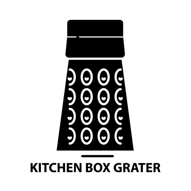 厨房盒刨丝器图标，黑色矢量符号与可编辑的笔触，概念插图图片下载