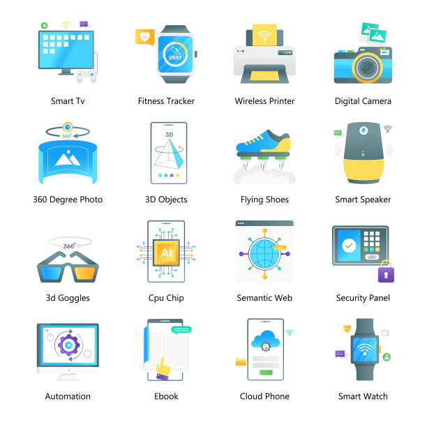 现代人工智能平坦梯度向量图片下载