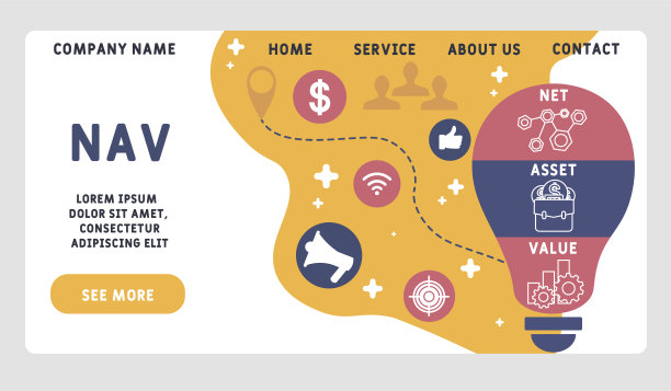 矢量网站设计模板。资产净值的首字母缩写。图片下载