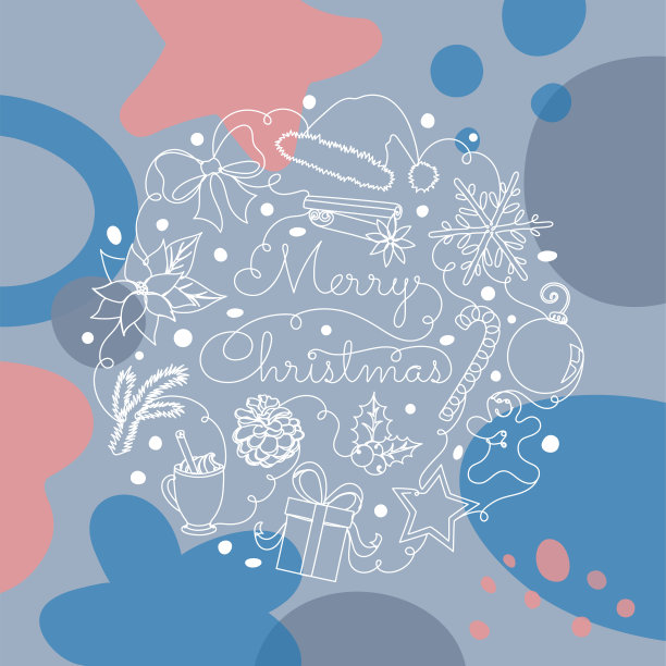 用手绘的线性风格圈出圣诞细节。图片下载