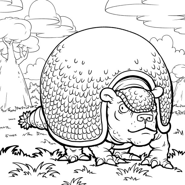 儿童涂色书：史前动物卡通插画图片下载
