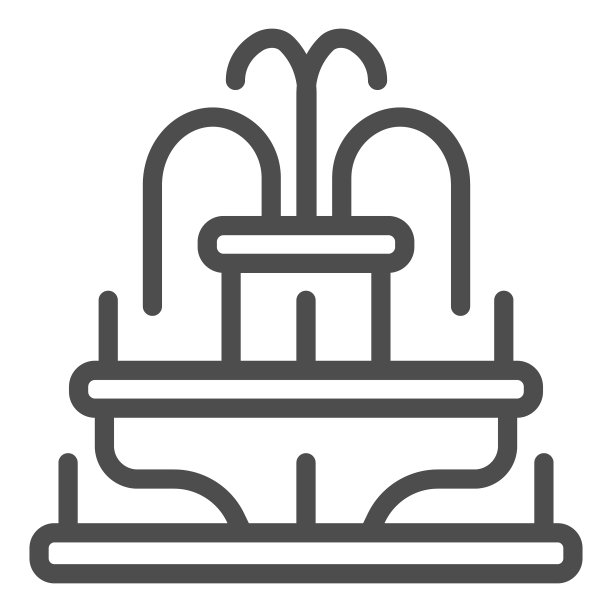 喷泉线图标游乐园概念公园图片下载