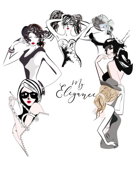 漂亮的时尚女孩有时尚的发型和红唇的线条。图片下载