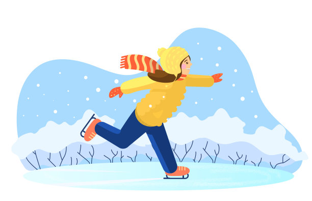 女孩在溜冰场滑冰图片下载