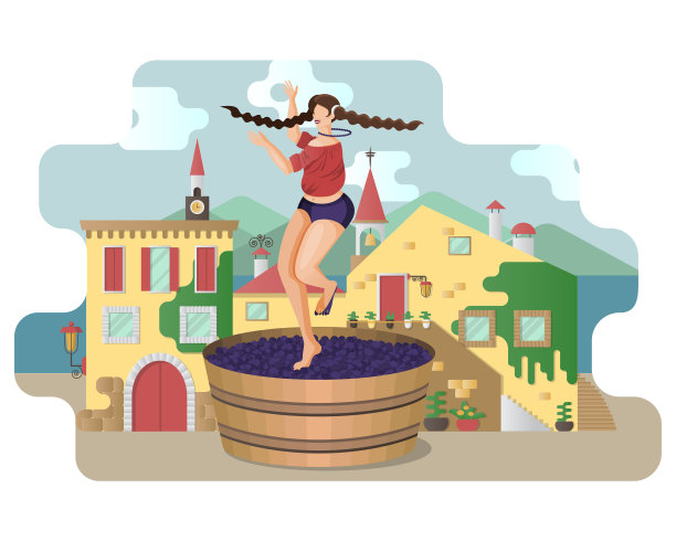 美丽的年轻女子正在压葡萄图片下载